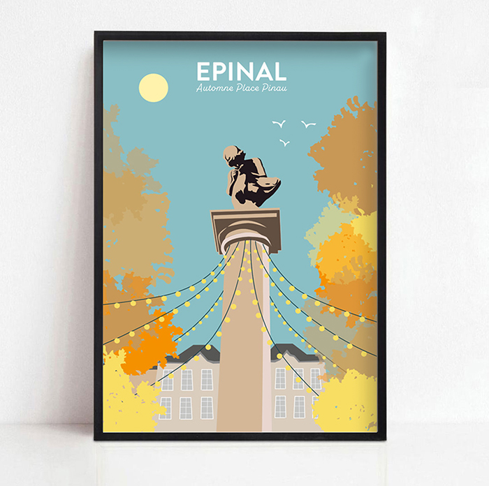 Affiche d'Épinal, la place Pinau GraphEast