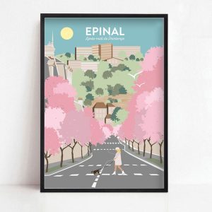 Affiche d&rsquo;Épinal, rue Boulay de la meurthe au printemps