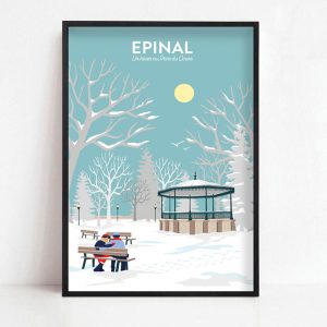 Affiche d&rsquo;Épinal, le kiosque au parc du cours en hiver