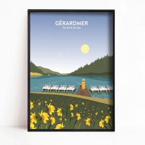 Affiche de Gérardmer, le lac et les jonquilles