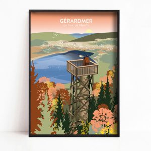 Affiche de Gérardmer, la tour de Mérelle en automne