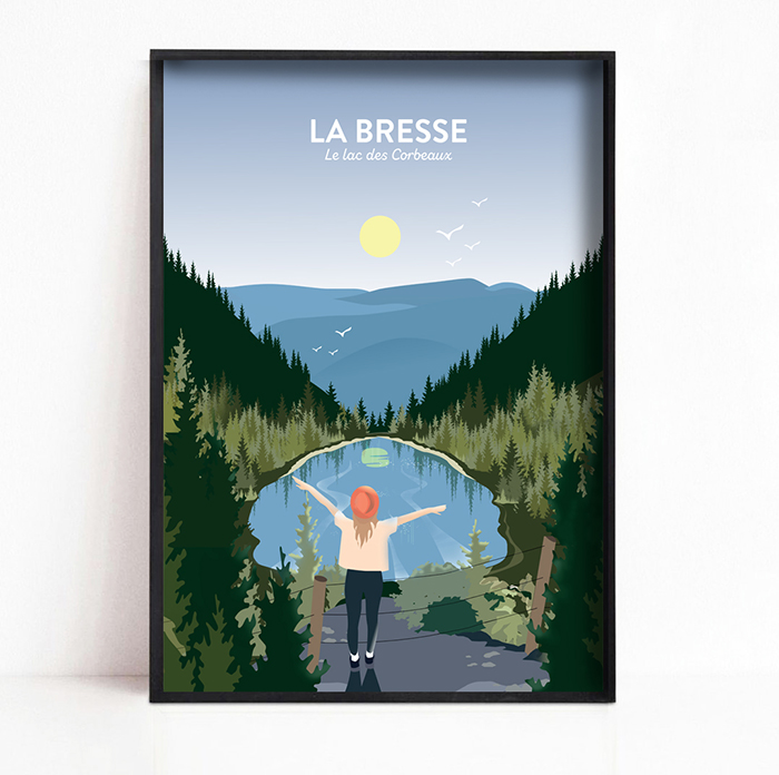 Affiche de la Bresse, vue depuis la roche sur le lac des corbeaux GraphEast