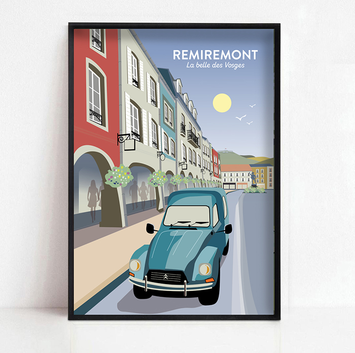 Affiche de Remiremont, centre ville, les arcades GraphEast