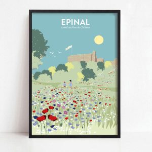 Affiche d&rsquo;Épinal, le parc du château avec les fleurs