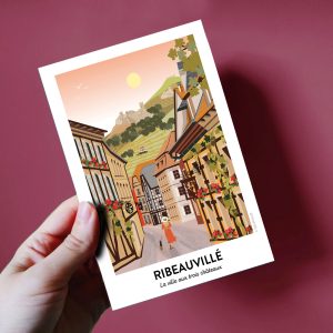 Carte postale  d&rsquo;Alsace, la ville aux 3 châteaux à Ribeauvillé centre-ville