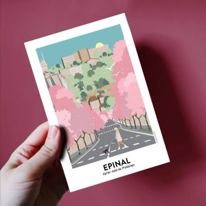 Carte postale d&rsquo;Épinal, rue Boulay de la meurthe au printemps