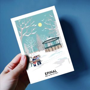 Carte postale d&rsquo;Épinal, le kiosque au parc du cours en hiver