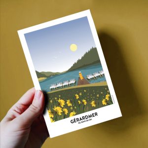 Carte postale de Gérardmer, le lac et les jonquilles
