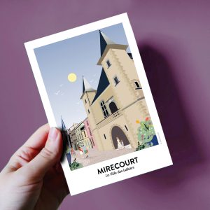 Carte postale  de Mirecourt, centre-ville, les halles