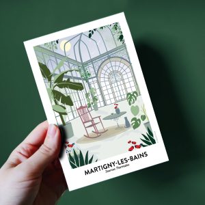 Carte postale de Martigny-les-Bains, la serre du parc thermal